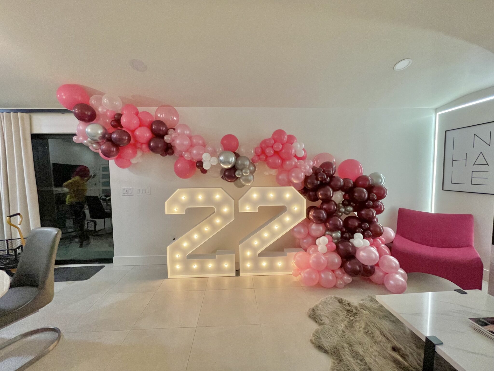Custom balloon installation for a baby shower